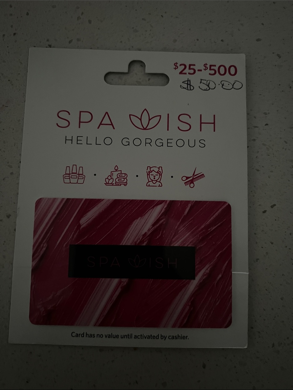 Spa wish gift card